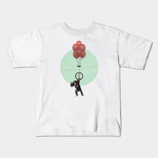 Unicycle monkey and balloons 02 Kids T-Shirt